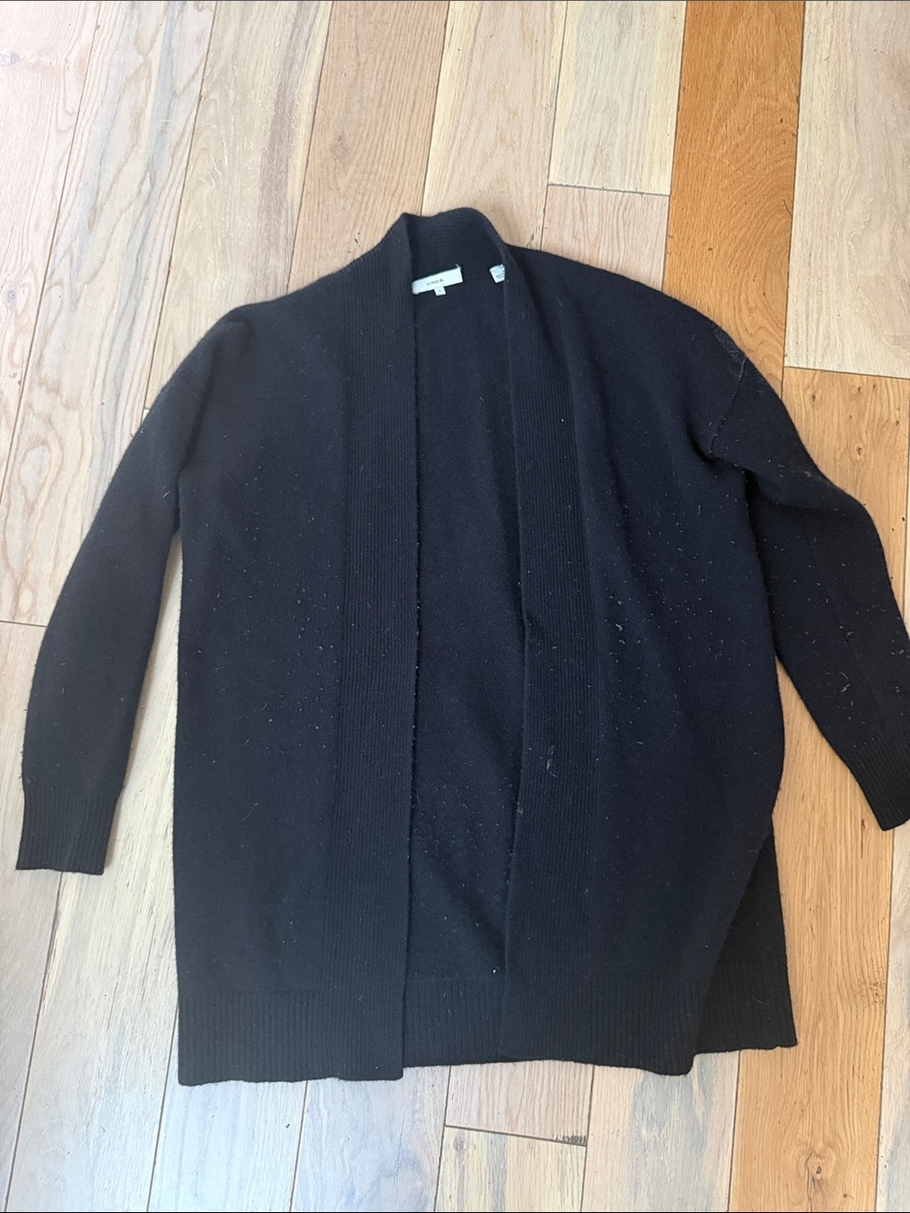 Vince Black Open-Front Longline Cardigan